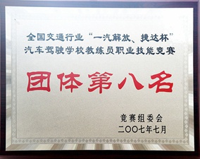 交通行業教練員技能大賽團體第八名